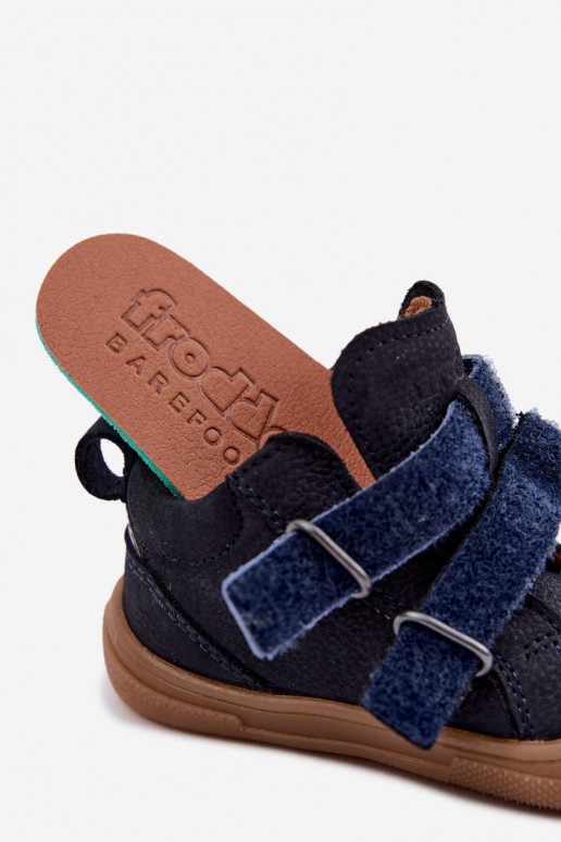 Tumedad sinised laste nahast jalanõud Barefoot Froddo G2130380
