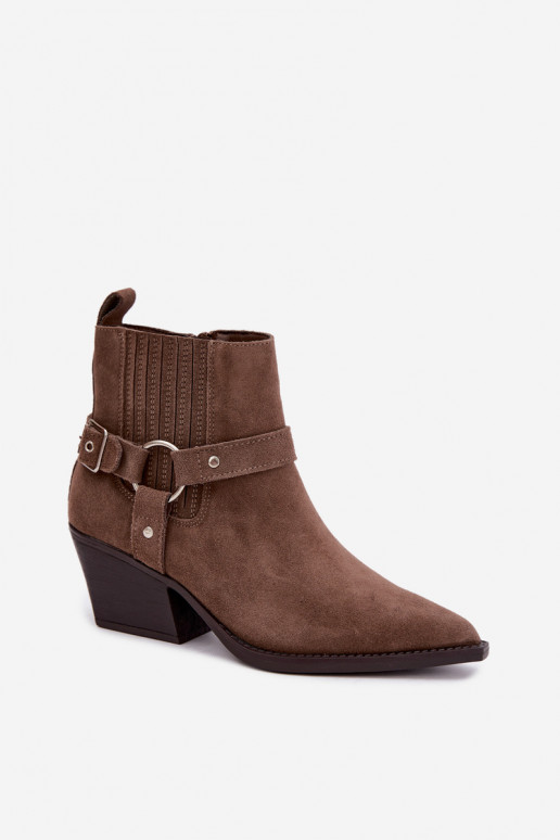 Soez nahk cowboy stiilis saapad, soojad, pruun Fariah