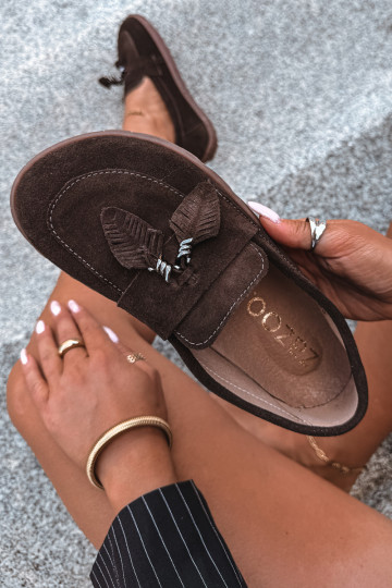 Kunstsuede mokasiinid Barefoot Zazoo 10220, šokolaad