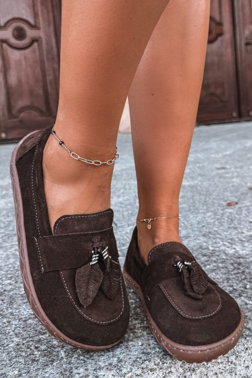 Kunstsuede mokasiinid Barefoot Zazoo 10220, šokolaad
