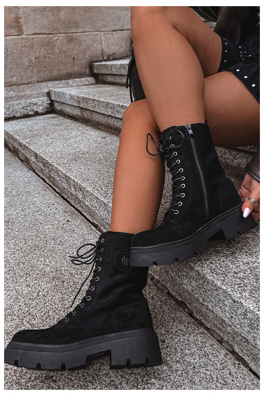 Soojad mustad naiste ankle saapad kunstsuede Livela