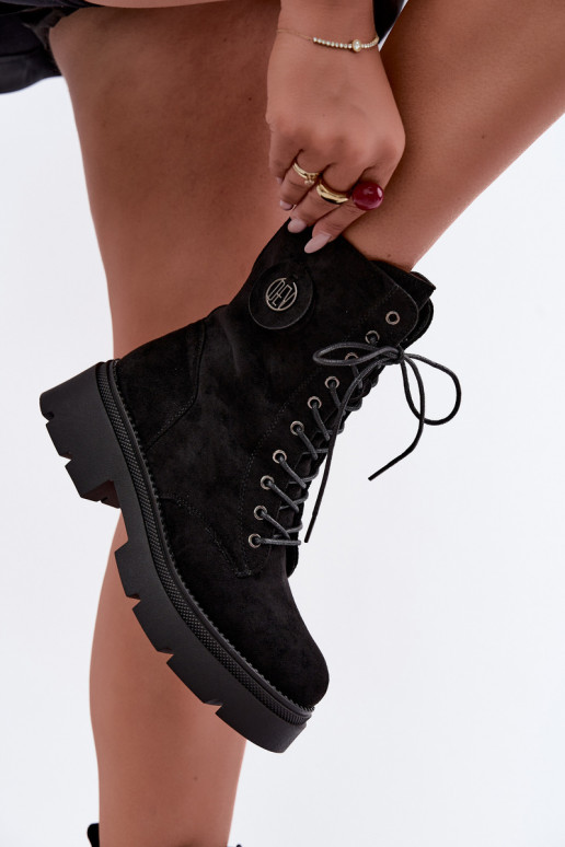 Soojad mustad naiste ankle saapad kunstsuede Livela