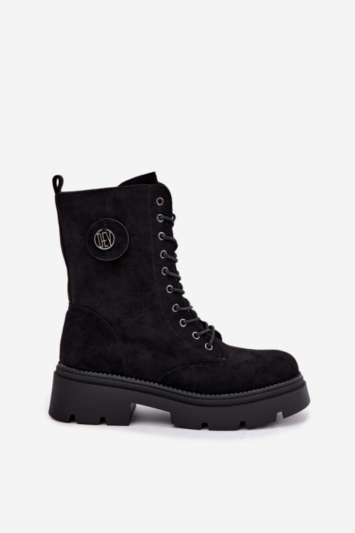 Soojad mustad naiste ankle saapad kunstsuede Livela