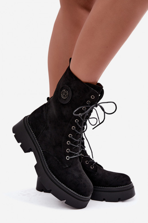 Soojad mustad naiste ankle saapad kunstsuede Livela