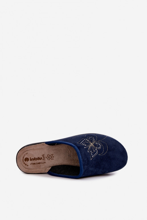 Tumedat sinised naiste sussid tikanditega Inblu LY000119