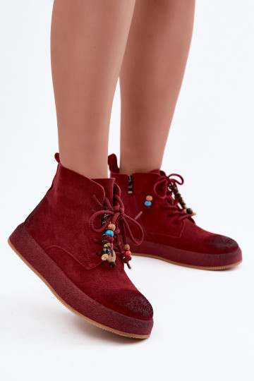 Kunstsuede soojaid saapaid Artiker burgundi värviga 2