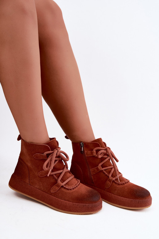 Kunstsuede soojaid ankle boots Artiker punase juuksevärviga