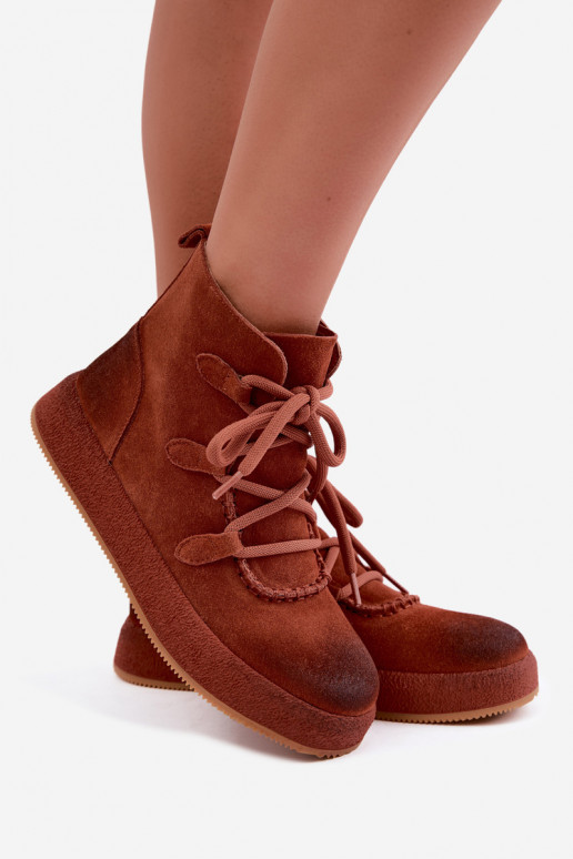 Kunstsuede soojaid ankle boots Artiker punase juuksevärviga