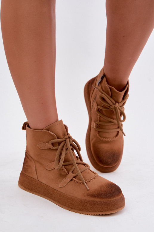 Kunstsuede soojaid ankle boots Artiker pruuni värviga