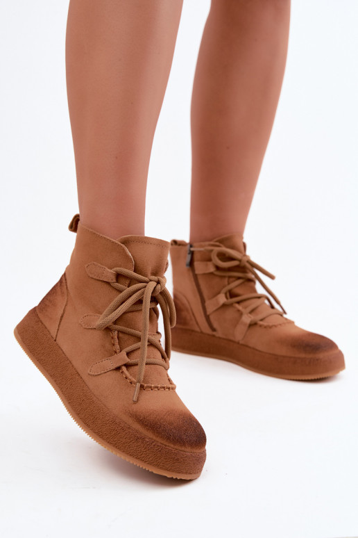 Kunstsuede soojaid ankle boots Artiker pruuni värviga