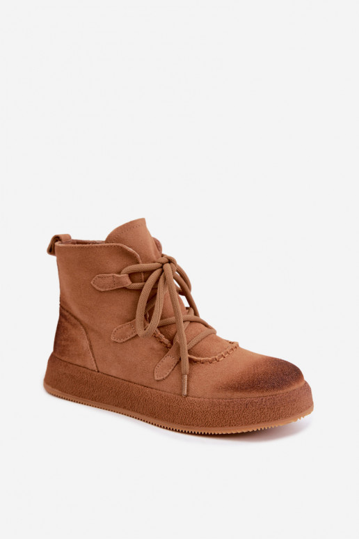 Kunstsuede soojaid ankle boots Artiker pruuni värviga