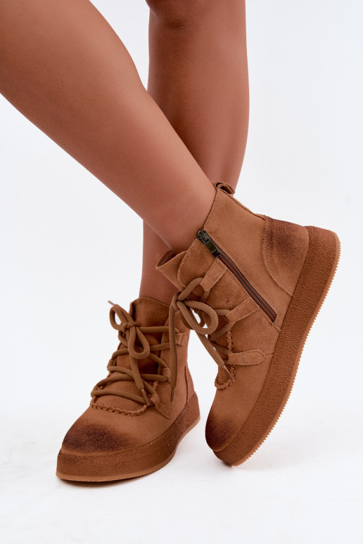Kunstsuede soojaid ankle boots Artiker pruuni värviga