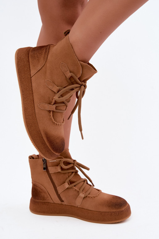 Kunstsuede soojaid ankle boots Artiker pruuni värviga
