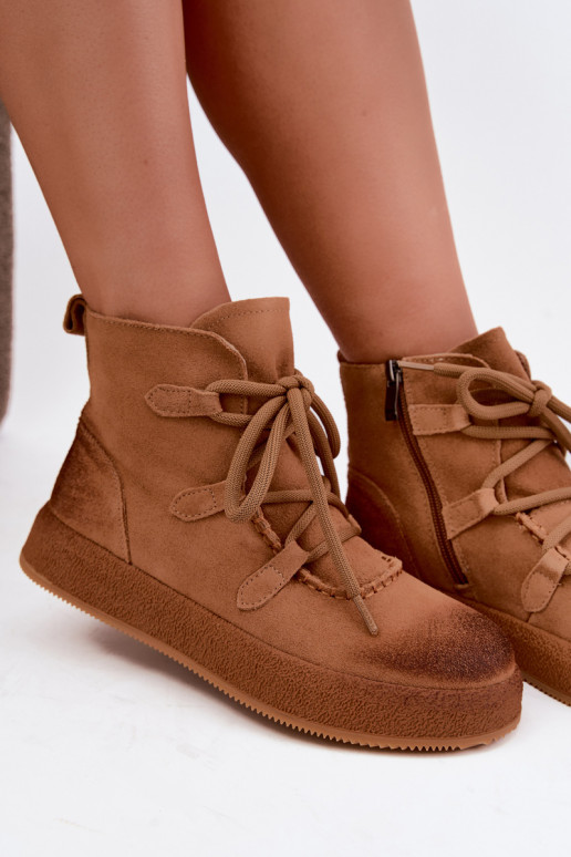 Kunstsuede soojaid ankle boots Artiker pruuni värviga