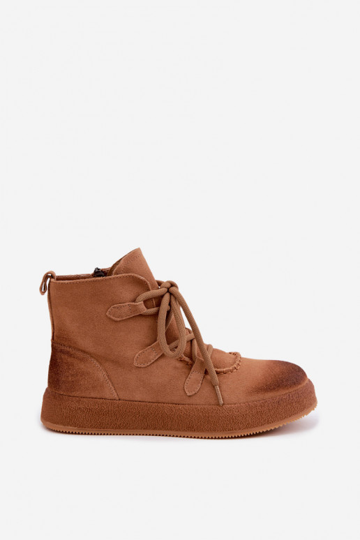 Kunstsuede soojaid ankle boots Artiker pruuni värviga