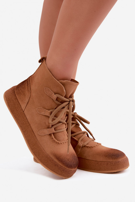 Kunstsuede soojaid ankle boots Artiker pruuni värviga