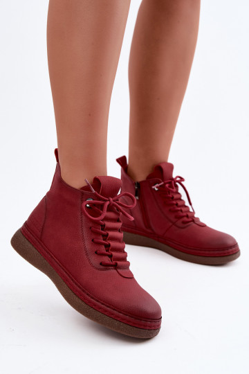 Kunstnahast soojaid ankle boots Artiker burgundi värviga 2