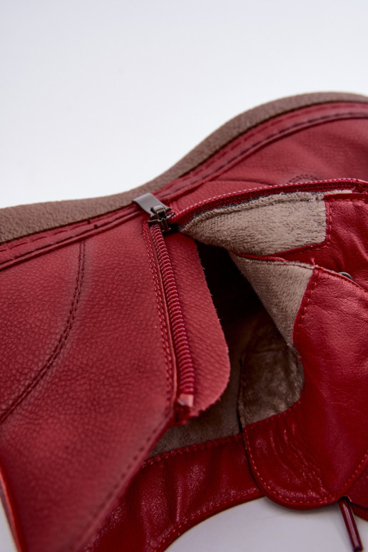 Kunstnahast soojaid ankle boots Artiker burgundi värviga