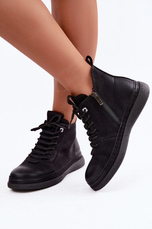 Kunstnahast soojaid ankle boots Artiker musta värviga