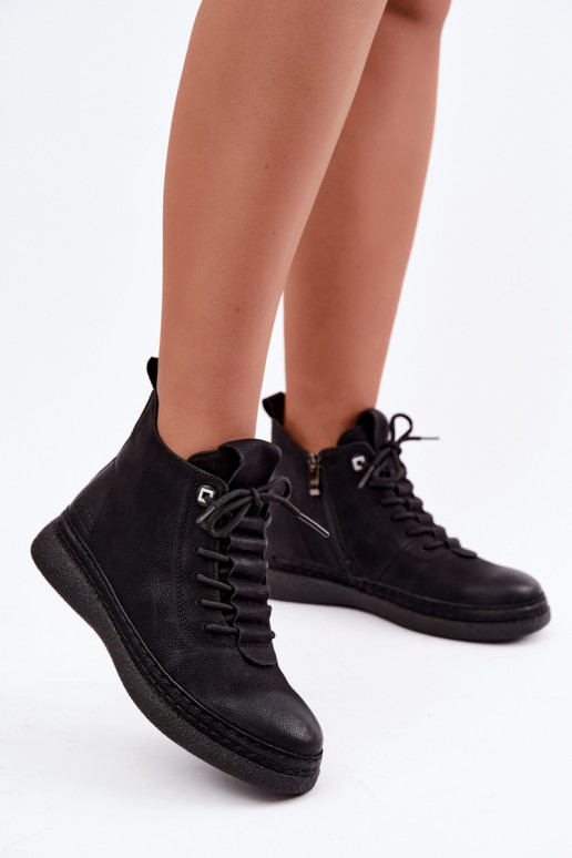 Kunstnahast soojaid ankle boots Artiker musta värviga