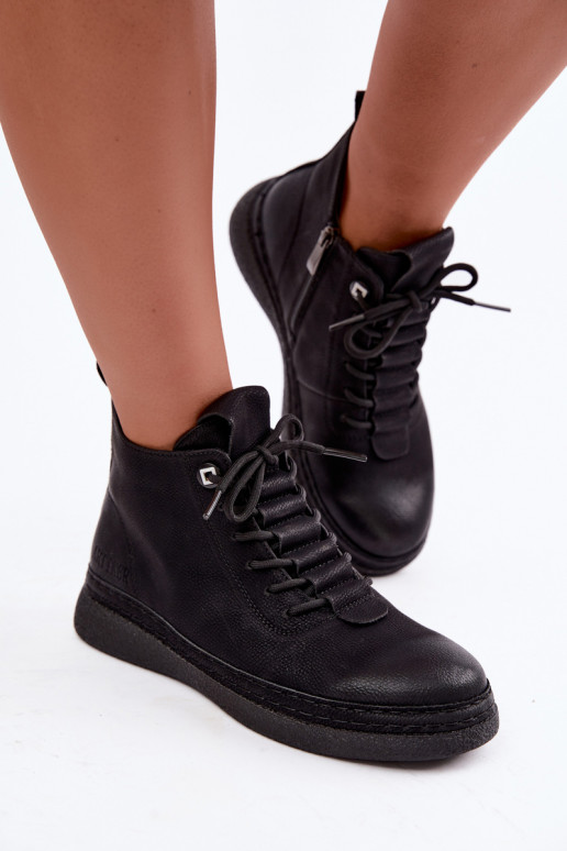 Kunstnahast soojaid ankle boots Artiker musta värviga
