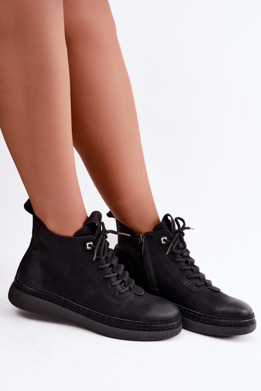 Kunstnahast soojaid ankle boots Artiker musta värviga
