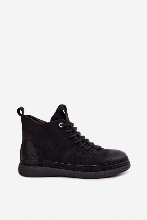 Kunstnahast soojaid ankle boots Artiker musta värviga
