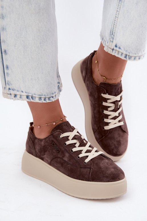 Pealhk seemisnakhsed Sneakers tüüpi jalanõud platvormiga Kobbo 41535 Czekoladosissee