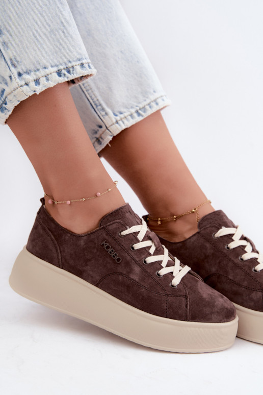 Pealhk seemisnakhsed Sneakers tüüpi jalanõud platvormiga Kobbo 41535 Czekoladosissee