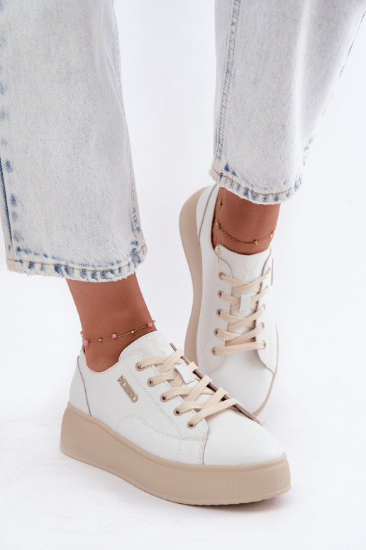 Pealhk Sneakers tüüpi jalanõud platvormiga Kobbo 41535 valget värvi