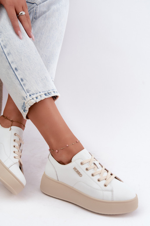 Pealhk Sneakers tüüpi jalanõud platvormiga Kobbo 41535 valget värvi