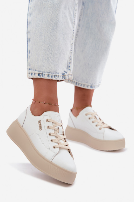 Pealhk Sneakers tüüpi jalanõud platvormiga Kobbo 41535 valget värvi