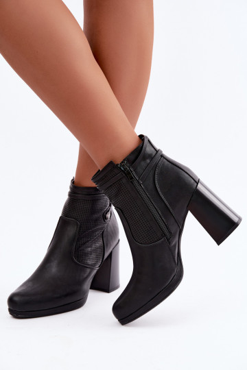 Kunstnahast soojaid ankle boots kontsaga musta värviga 2