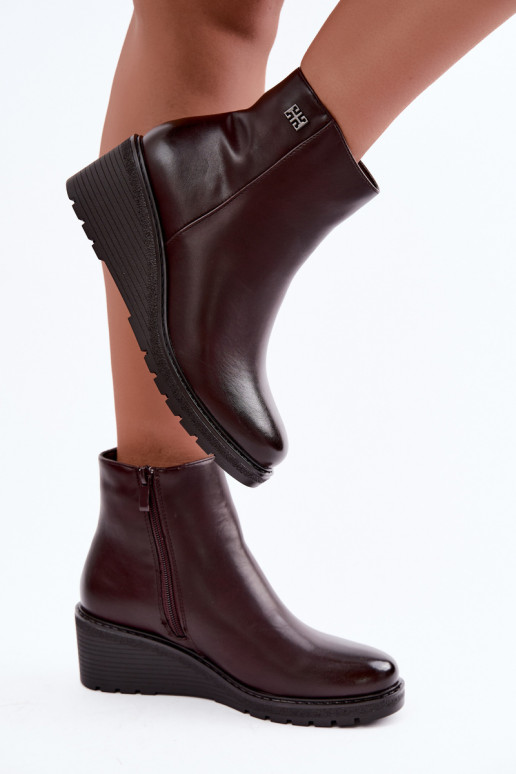 Soojad burgundia värvi ankle boots platvormiga Larisae