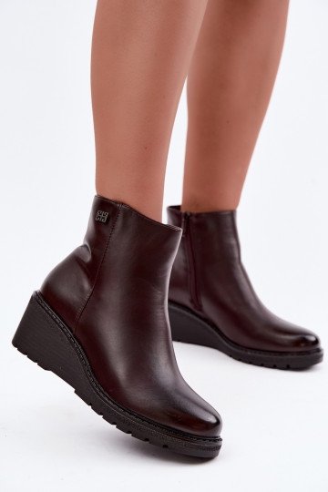 Soojad burgundia värvi ankle boots platvormiga Larisae 2