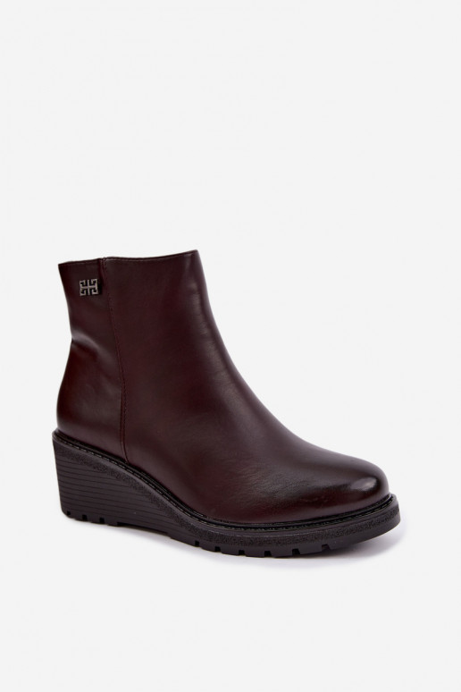 Soojad burgundia värvi ankle boots platvormiga Larisae