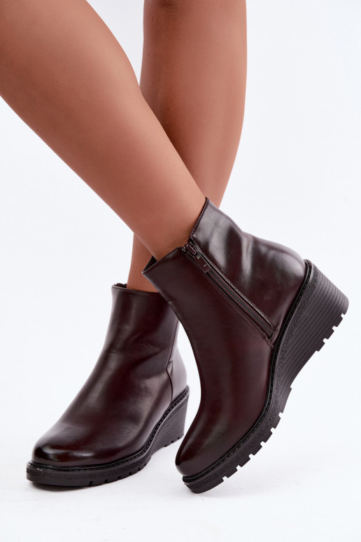 Soojad burgundia värvi ankle boots platvormiga Larisae