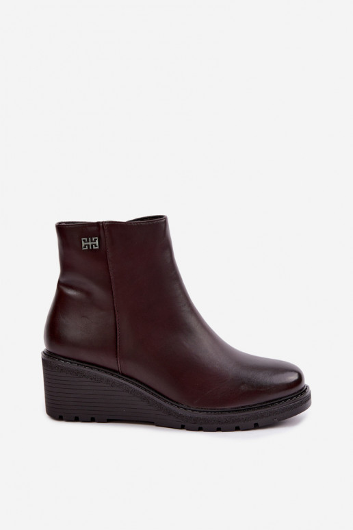 Soojad burgundia värvi ankle boots platvormiga Larisae