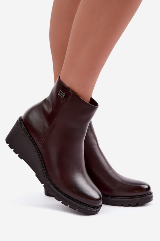 Soojad burgundia värvi ankle boots platvormiga Larisae