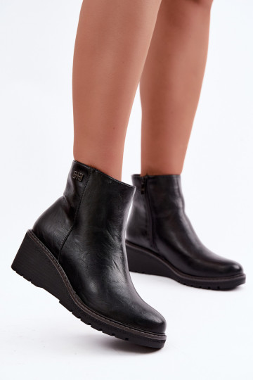 Soojad mustad ankle boots platvormiga Larisae 2