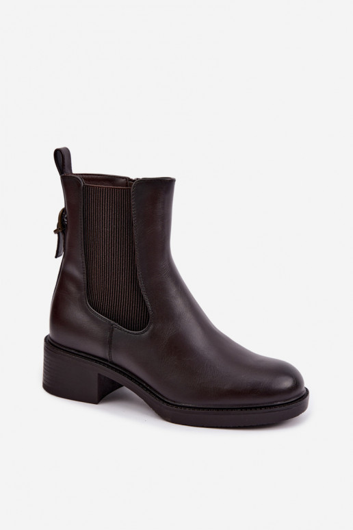 Soojad naiste ankle boots madala konts Sergio Leone BT-04 šokolaadi värvi