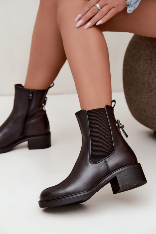 Soojad naiste ankle boots madala konts Sergio Leone BT-04 šokolaadi värvi