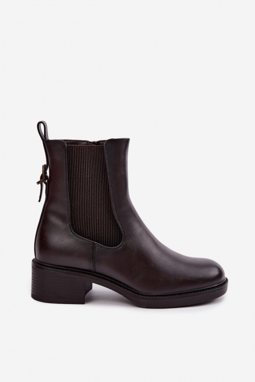 Soojad naiste ankle boots madala konts Sergio Leone BT-04 šokolaadi värvi