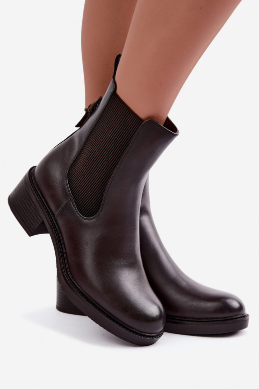 Soojad naiste ankle boots madala konts Sergio Leone BT-04 šokolaadi värvi