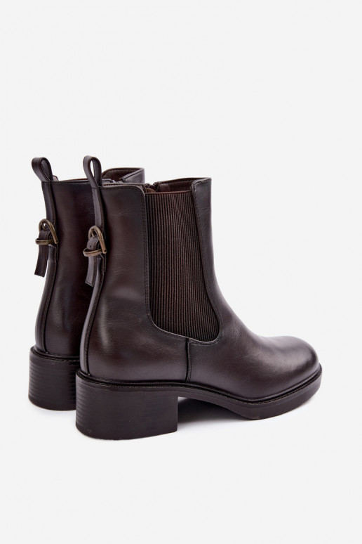 Soojad naiste ankle boots madala konts Sergio Leone BT-04 šokolaadi värvi