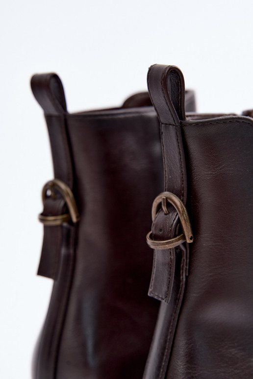 Soojad naiste ankle boots madala konts Sergio Leone BT-04 šokolaadi värvi