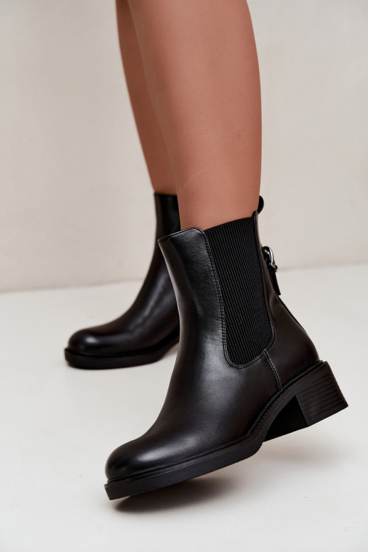 Soojad mustad naiste ankle boots madala konts Sergio Leone BT-04