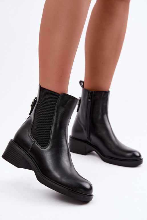 Soojad mustad naiste ankle boots madala konts Sergio Leone BT-04