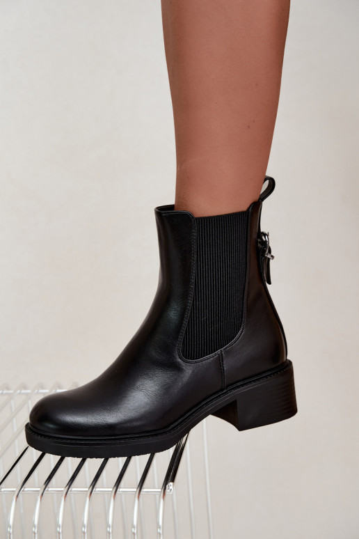 Soojad mustad naiste ankle boots madala konts Sergio Leone BT-04