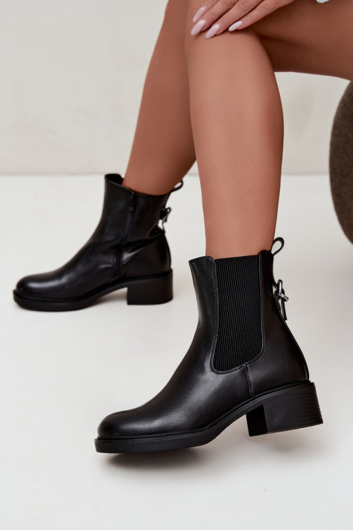Soojad mustad naiste ankle boots madala konts Sergio Leone BT-04